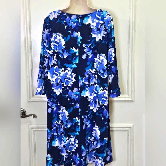 ROZ & Ali Navy Blue Multi-Color Floral Midi Dress, X-Large - Picture 11 of 16